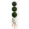 4.5ft. Boxwood Triple Ball Topiary Artificial Tree in White Planter with Stand (Indoor/Outdoor)